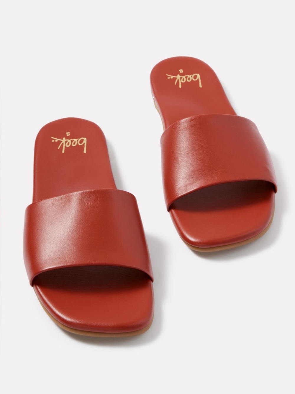 Beek Honeybird Red Leather Slides Sandals Women’s size 9 Anthropologie